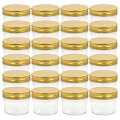 Vidaxl Sklenené zaváracie poháre so zlatými viečkami 24 ks 110 ml