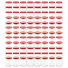 Vidaxl Zaváracie poháre s červenými viečkami 96 ks 230 ml sklo