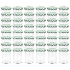 Vidaxl Zaváracie poháre s bielo-zelenými viečkami 48 ks 400 ml sklo