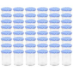 Vidaxl Zaváracie poháre s bielo-modrými viečkami 48 ks 400 ml sklo