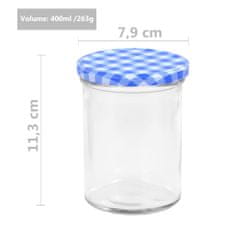 Vidaxl Zaváracie poháre s bielo-modrými viečkami 48 ks 400 ml sklo