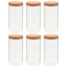 Vidaxl Skladovacie sklenené poháre s korkovými viečkami 6 ks 1100 ml