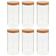 Vidaxl Skladovacie sklenené poháre s korkovými viečkami 6 ks 1400 ml