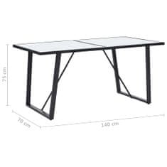 Vidaxl Jedálenský stôl, biely 140x70x75 cm, tvrdené sklo