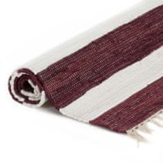 Vidaxl Ručne tkaný koberec Chindi vínovo-biely 160x230 cm bavlnený
