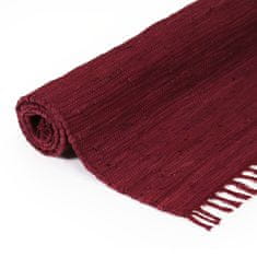 Vidaxl Ručne tkaný koberec Chindi, bavlna 200x290 cm, vínovo červený
