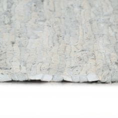 Vidaxl Ručne tkaný Chindi koberec svetlosivý 120x170 cm kožený