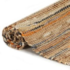 Vidaxl Ručne tkaný chindi koberec žltohnedý 160x230 cm kožený a jutový