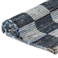 Vidaxl Ručne tkaný koberec Chindi modrý 200x290 cm džínsovina
