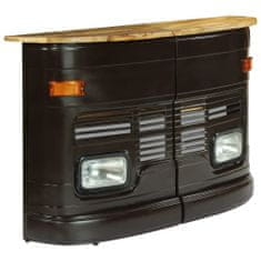 Vidaxl Barový stôl inšpirovaný nákladným autom, mangové drevo, tmavosivá farba