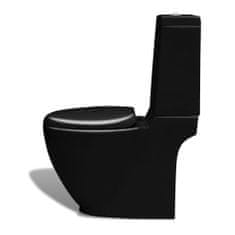 Vidaxl Keramická toaleta/WC do kúpeľne, okrúhla, spodný odtok, čierna