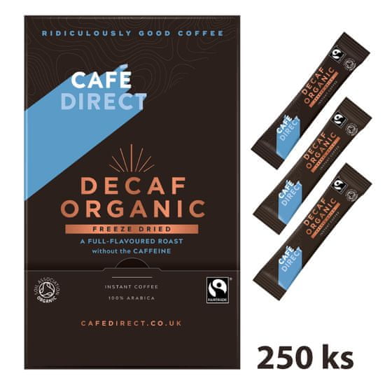 Cafédirect BIO instantná káva bez kofeínu 250 x 1,5 g