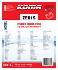 KOMA ZE01S - Sada 12 ks vreciek do vysávača Zelmer Cobra, Flip, Furio