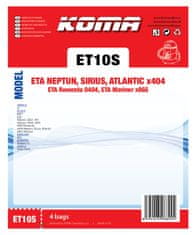 KOMA ET10S - Vrecká do vysávača ETA Neptun 1404, 3404, Rowenta 0404 textilné, 4ks