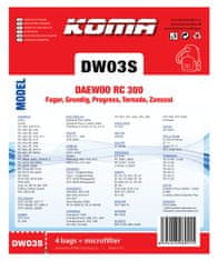 KOMA DW03S - Vrecká do vysávača Daewoo RC 300 textilné, 4ks