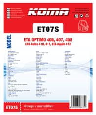 KOMA ET07S - Vrecká do vysávača ETA Optimo 1406, Astro 1410, Aquill 1412 textilné, 4ks