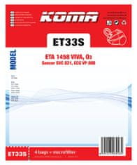 KOMA ET33S - Vrecká do vysávača ETA Viva 458, O3 1460 textilné, 4ks