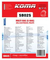 KOMA SB02S - Vrecká do vysávača Electrolux Multi Bag textilné - kompatibilný s vrecky typu S-bag, 4ks