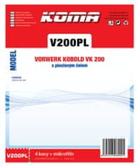 KOMA V200PL - Vrecká do vysávača Vorwerk VK 200 textilné, 4ks