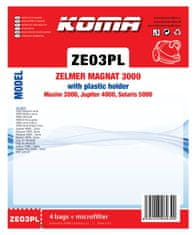 KOMA ZE03PL - Vrecká do vysávača Zelmer Magnat 3000 s plastovým čelom textilné, 4ks