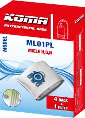 KOMA ML01PL - Vrecká do vysávača Miele H,G,N s plastovým čelom, textilné, 4ks