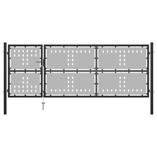 Vidaxl Záhradná brána, oceľ 350x125 cm, čierna