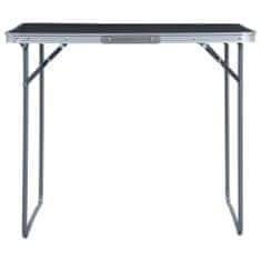 Vidaxl Skladací kempingový stôl s kovovým rámom sivý 80x60 cm