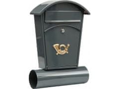 Vorel  Poštová schránka so strieškou oblou + zásobník na noviny 480x280x80mm sivá