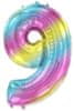 Fóliový balón číslica 9 - dúhový - rainbow, 102cm