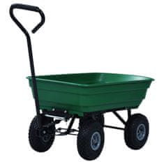 Vidaxl Záhradný vyklápací ručný vozík zelený 300 kg 75 l
