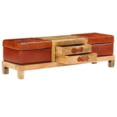 Vidaxl Úložná lavica 120x36x36 cm masívne mangovníkové drevo a koža