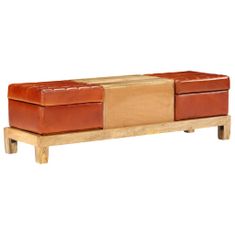 Vidaxl Úložná lavica 120x36x36 cm masívne mangovníkové drevo a koža
