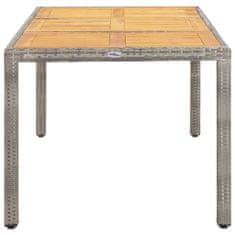 Vidaxl Záhradný stôl sivý 190x90x75 cm polyratan a akáciový masív