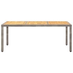 Vidaxl Záhradný stôl sivý 190x90x75 cm polyratan a akáciový masív