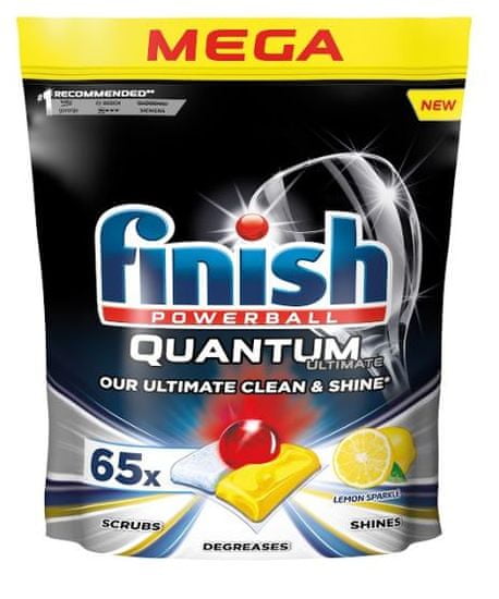 Finish Quantum Ultimate Lemon Sparkle - kapsule do umývačky riadu 65 ks