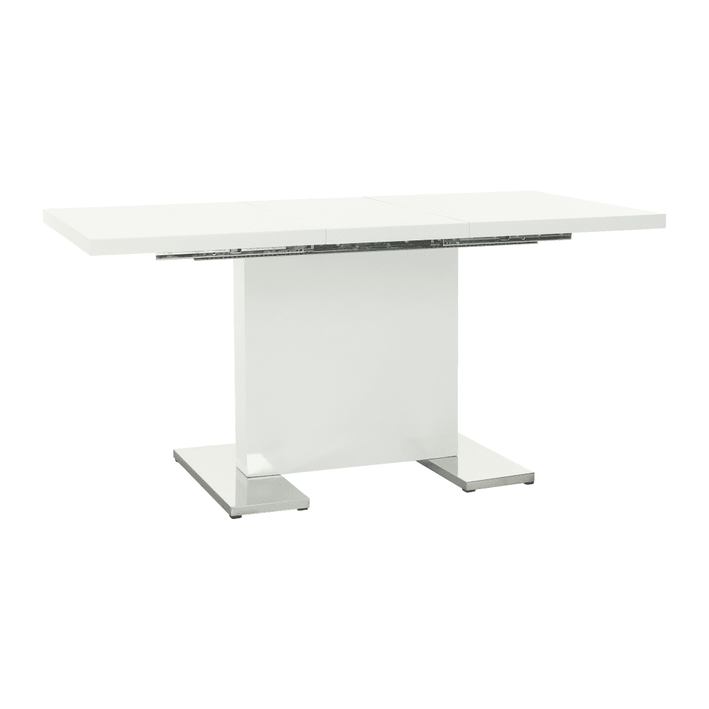 KONDELA Rozkladacia jedálenský stôl, biela vysoký lesk HG, 120-160x80 cm, IRAKOĽ