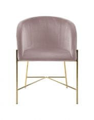 Design Scandinavia Jedálenská stolička s opierkami Nelson, zamat, ružová/ zlatá