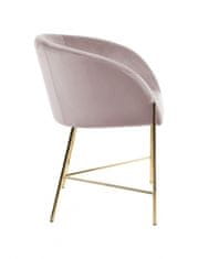 Design Scandinavia Jedálenská stolička s opierkami Nelson, zamat, ružová/ zlatá
