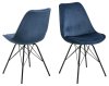 Jedálenská stolička Eris (SET 2ks), zamat, modrá