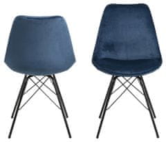 Design Scandinavia Jedálenská stolička Eris (SET 2ks), zamat, modrá
