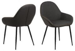 Design Scandinavia Jedálenská stolička s opierkami Candis (SET 2 ks), syntetická koža, šedá
