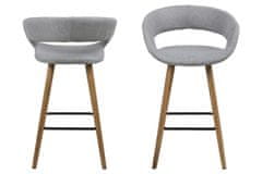 Design Scandinavia Barová stolička Grace (SET 2ks), tkanina, svetlo šedá