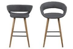 Design Scandinavia Barová stolička Grace (SET 2ks), tkanina, tmavo šedá