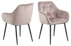 Design Scandinavia Jedálenská stolička Brooke (SET 2ks), zamat, ružová