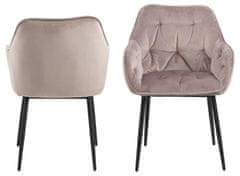 Design Scandinavia Jedálenská stolička Brooke (SET 2ks), zamat, ružová