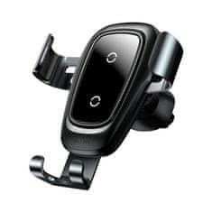BASEUS Metal Gravity držiak na mobil do auta, Qi bezdrôtová nabíjačka čierny