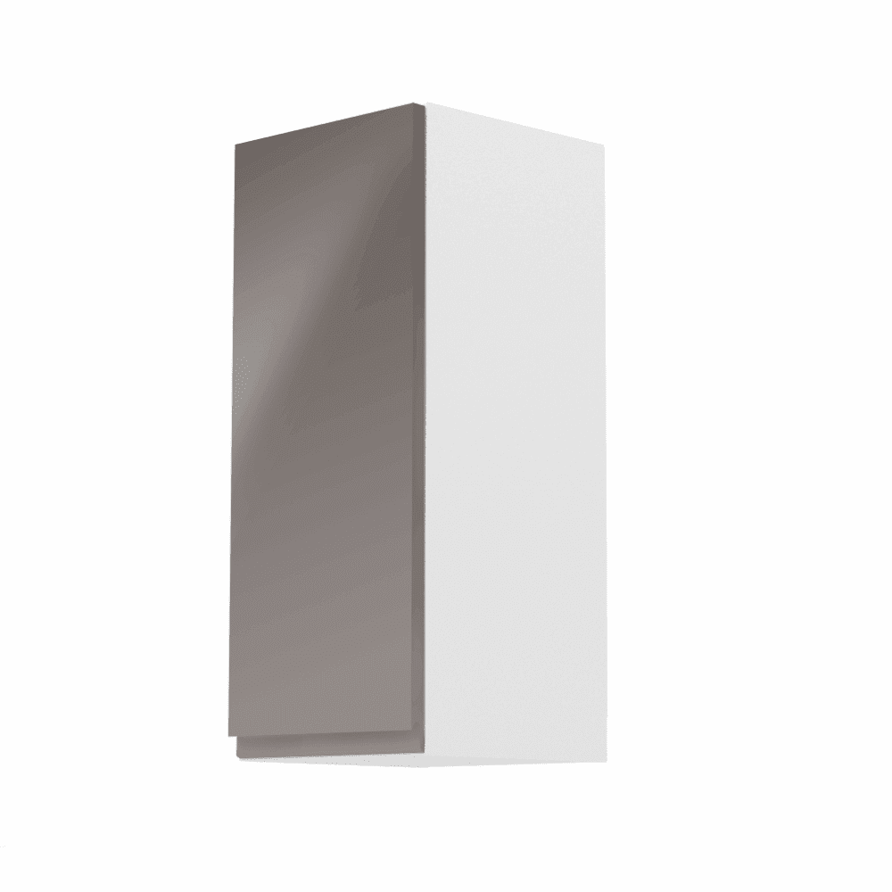 KONDELA Horná skrinka, biela / šedý extra vysoký lesk, ľavá, AURORA G30