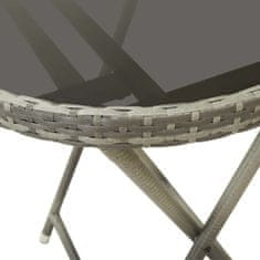 Petromila vidaXL Čajový stolík, sivý 60 cm, polyratan, tvrdené sklo
