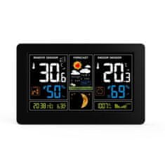 Solight Bezdrôtová meteostanica, extra veľký farebný LCD, teplota, vlhkosť, tlak, RCC, USB, čierna