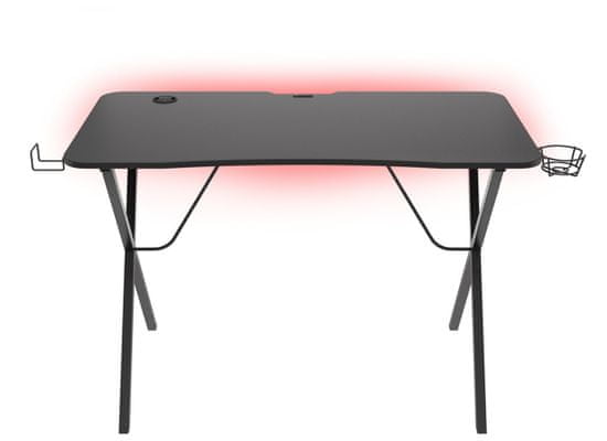Herný stôl Genesis Holm 200, RGB LED, čierny (NDS-1606), stôl na hraníie s bezdrôtovou nabíjačkou, USB rozbočovačom